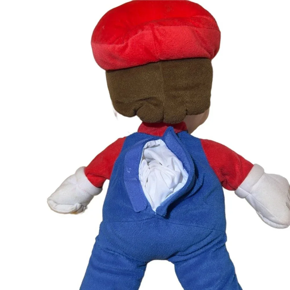 Nintendo Super Mario The Real Thing 22” Plush Pillow‎ Stuffed Toy Back Pocket